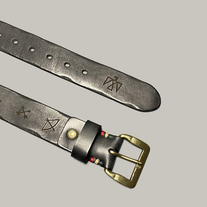 Ceinture décontractée en cuir à motif totem gravé au laser rétro
