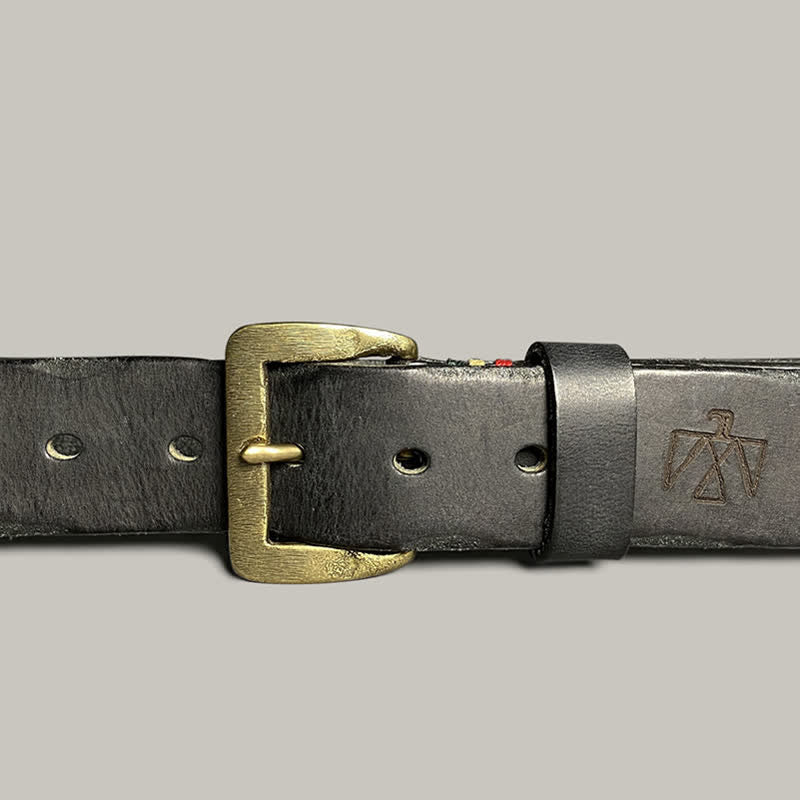 Ceinture décontractée en cuir à motif totem gravé au laser rétro