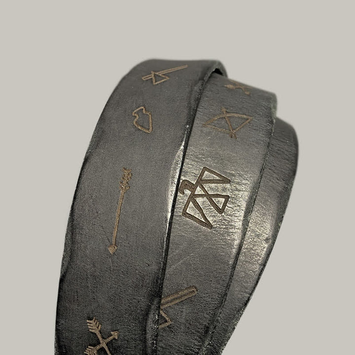 Ceinture décontractée en cuir à motif totem gravé au laser rétro