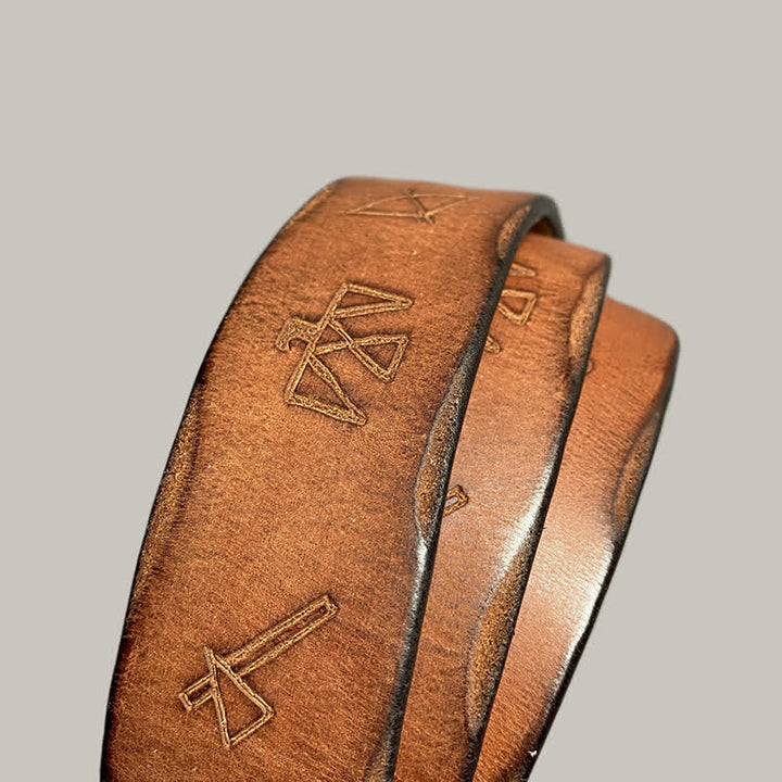 Ceinture décontractée en cuir à motif totem gravé au laser rétro
