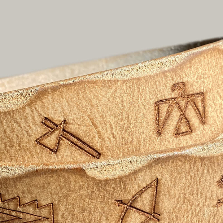 Ceinture décontractée en cuir à motif totem gravé au laser rétro