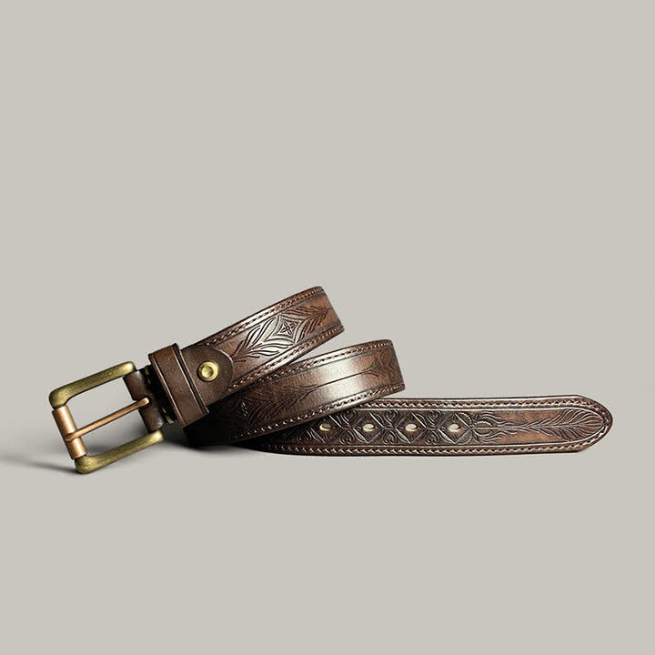 Ceinture en cuir à imprimé floral classique et tendance