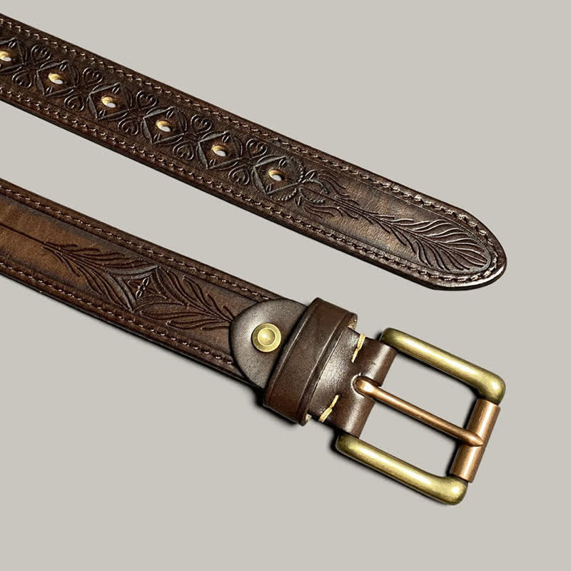 Ceinture en cuir à imprimé floral classique et tendance