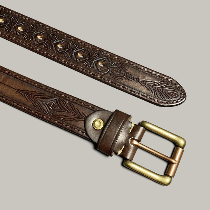 Ceinture en cuir à imprimé floral classique et tendance