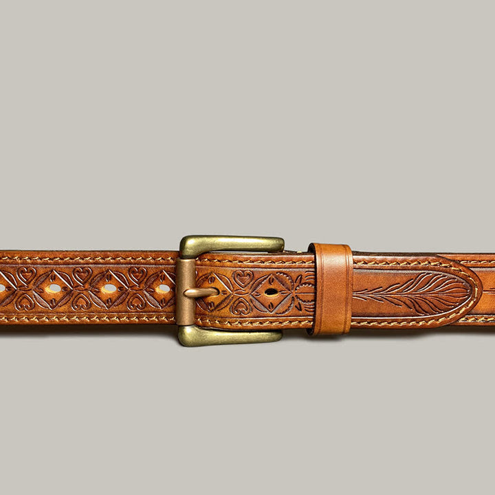 Ceinture en cuir à imprimé floral classique et tendance