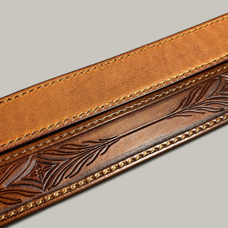 Ceinture en cuir à imprimé floral classique et tendance