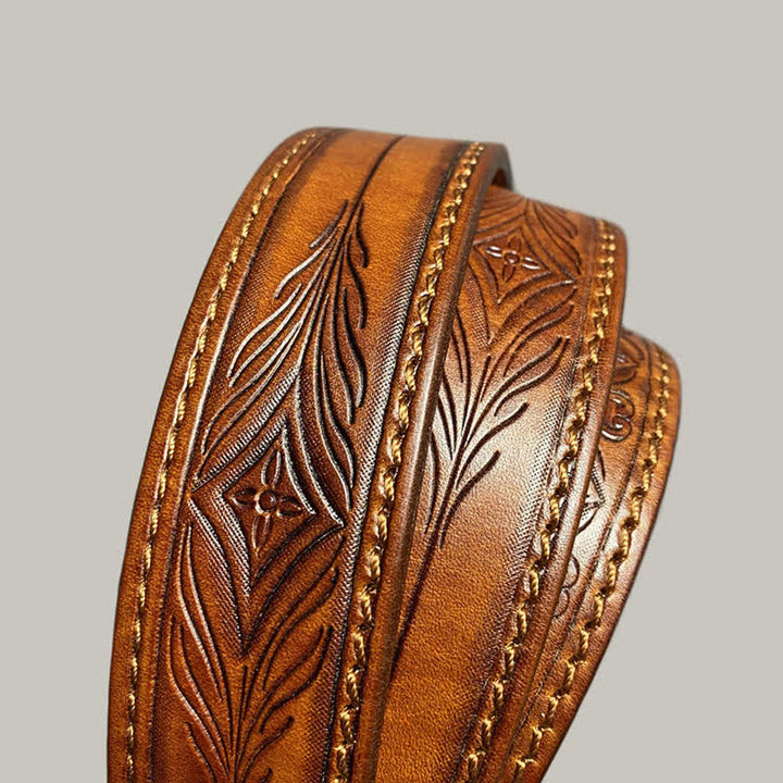 Ceinture en cuir à imprimé floral classique et tendance