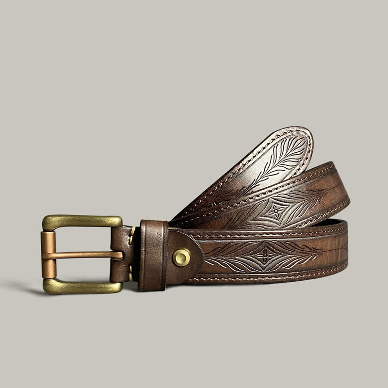 Ceinture en cuir à imprimé floral classique et tendance