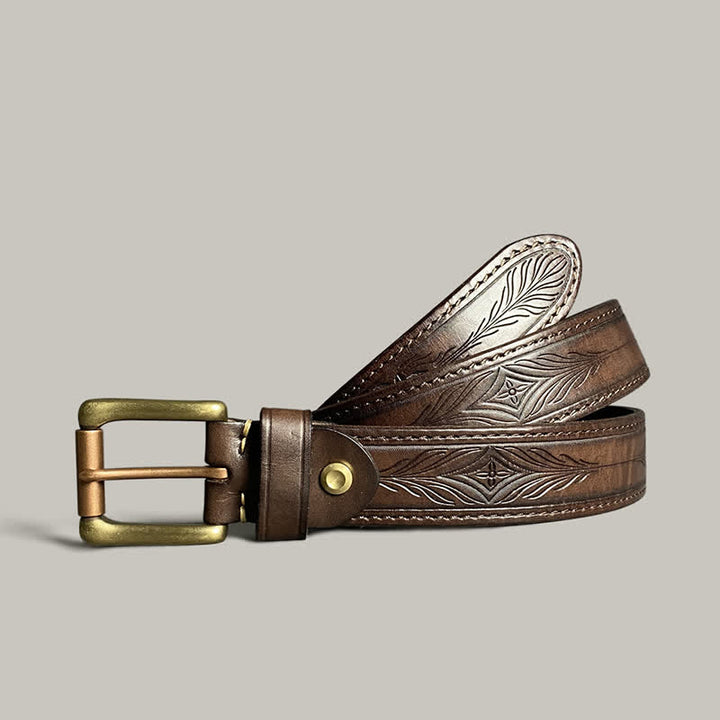 Ceinture en cuir à imprimé floral classique et tendance