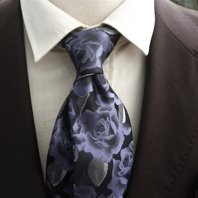 Cravate décontractée à motif floral rose pour homme