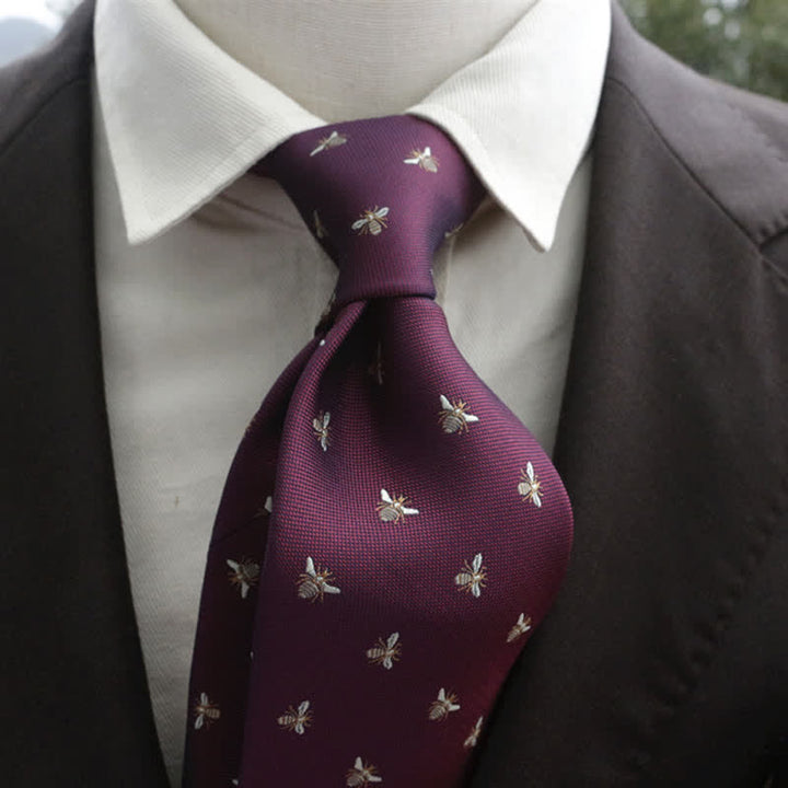 Cravate décontractée à motifs d'abeilles mignonnes pour hommes - Bourgogne - image 0
