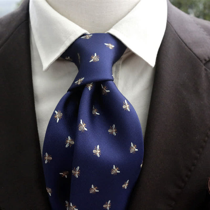 Cravate décontractée à motifs d'abeilles mignonnes pour hommes - Marine - image 3