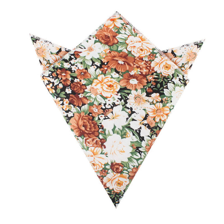 Pochette de costume en coton à motif floral orange pâle