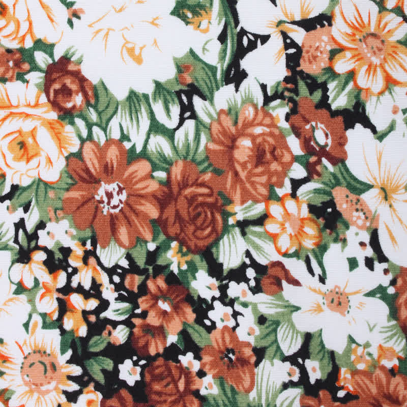 Pochette de costume en coton à motif floral orange pâle