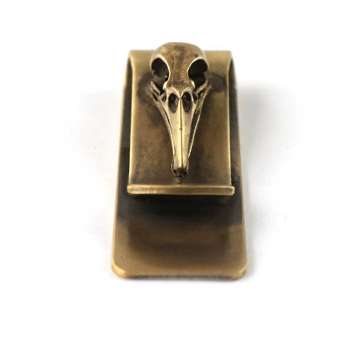 Pince à billets portable créative en laiton avec tête de mort d'oiseau - image 1