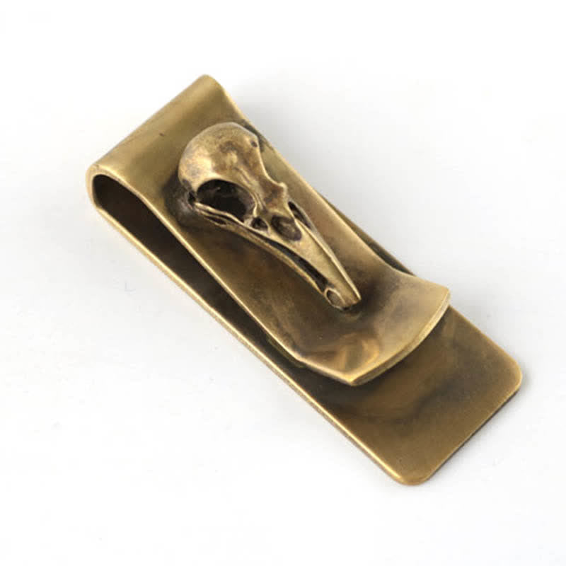 Pince à billets portable créative en laiton avec tête de mort d'oiseau - image 4