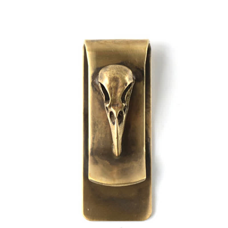 Pince à billets portable créative en laiton avec tête de mort d'oiseau - image 2