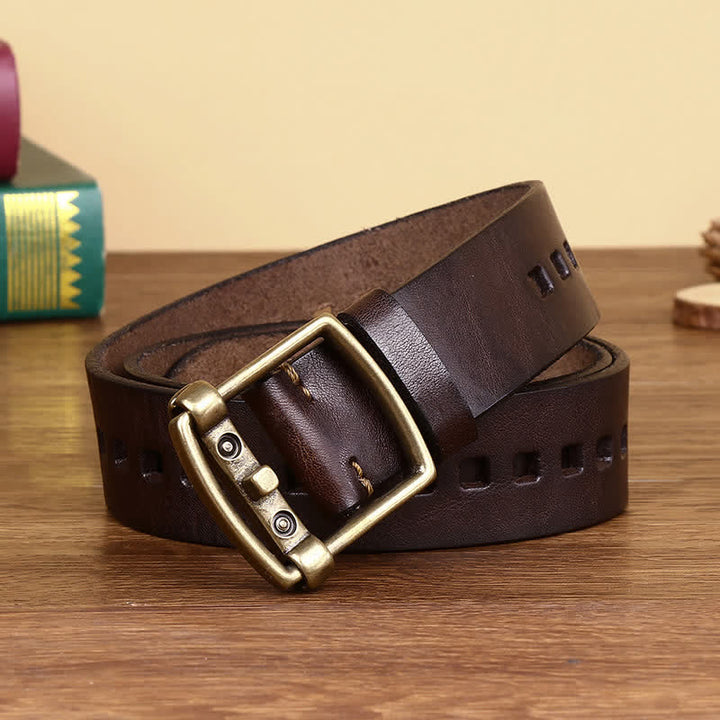 Ceinture en cuir avec boucle ardillon en laiton massif unique