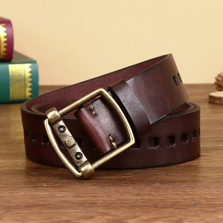 Ceinture en cuir avec boucle ardillon en laiton massif unique