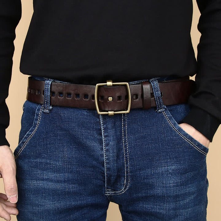 Ceinture en cuir avec boucle ardillon en laiton massif unique