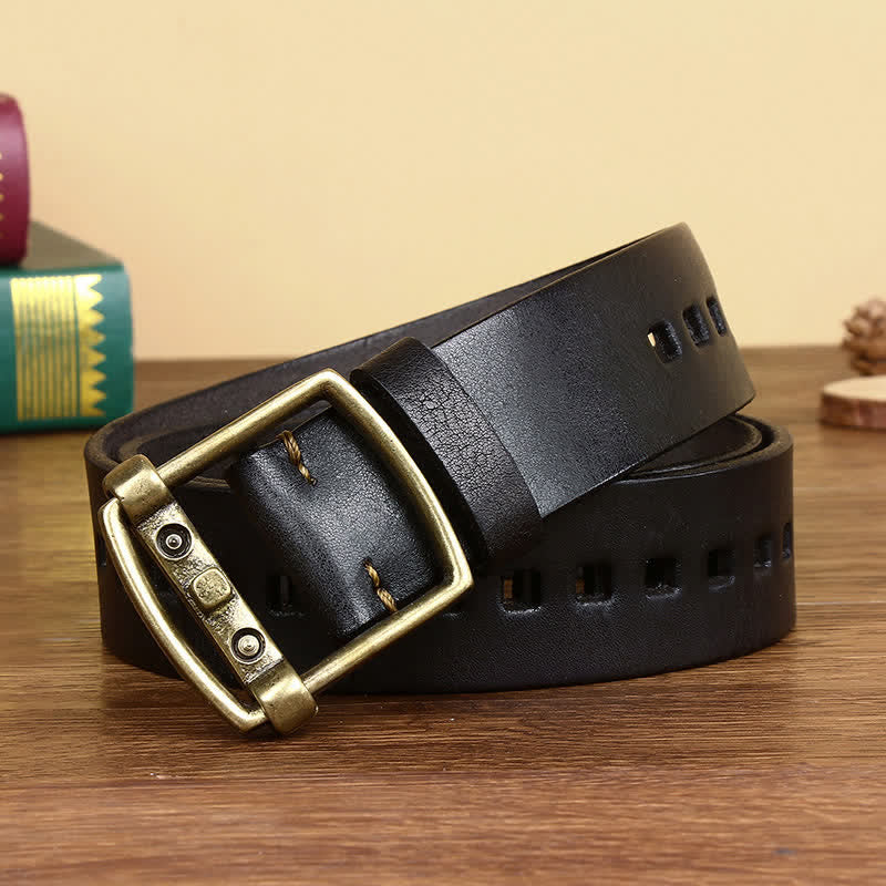 Ceinture en cuir avec boucle ardillon en laiton massif unique