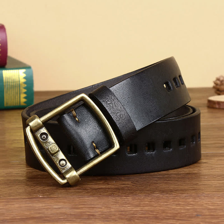 Ceinture en cuir avec boucle ardillon en laiton massif unique