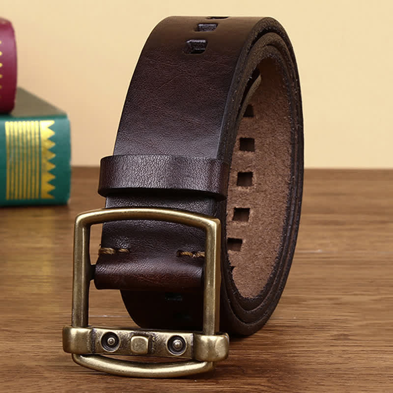 Ceinture en cuir avec boucle ardillon en laiton massif unique