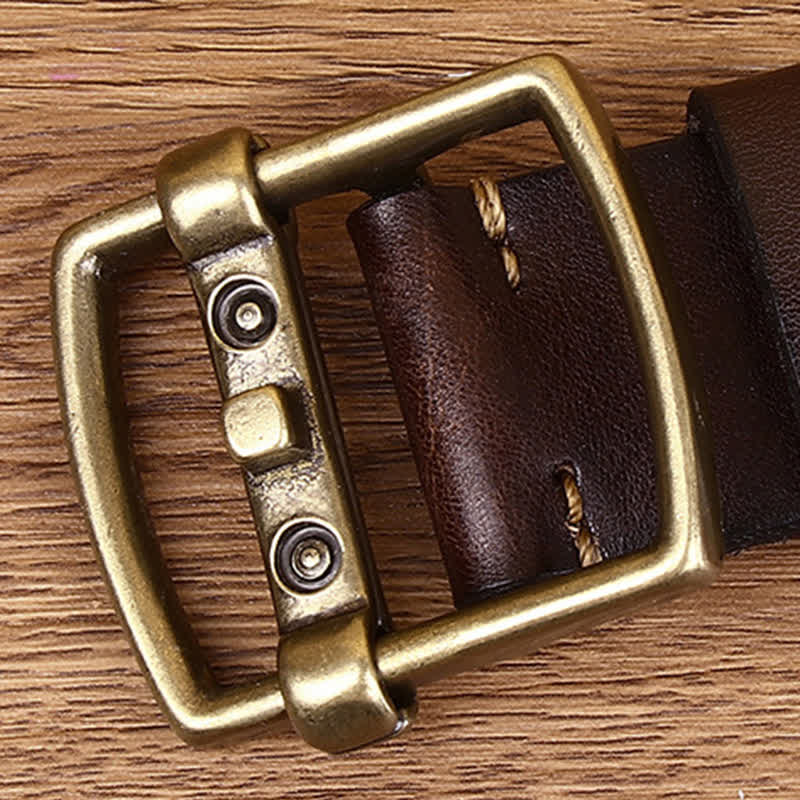 Ceinture en cuir avec boucle ardillon en laiton massif unique