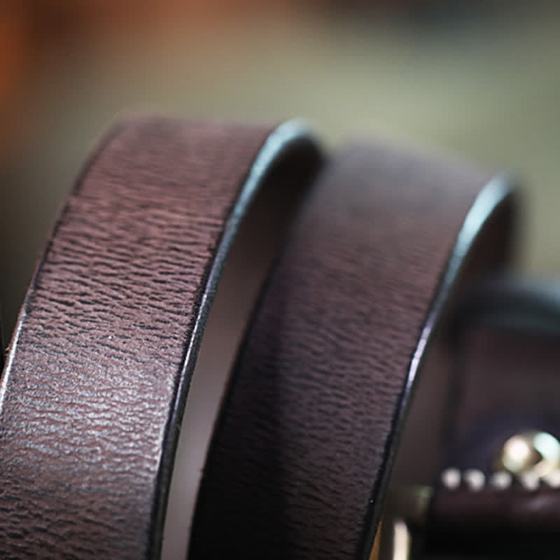 Ceinture en cuir véritable pour jeans rétro cousue à la main