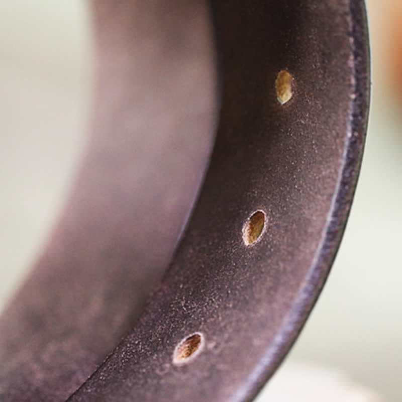 Ceinture en cuir véritable pour jeans rétro cousue à la main