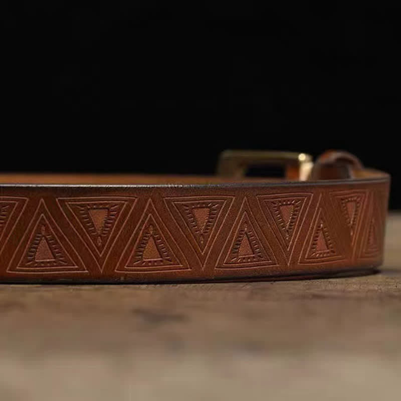 Ceinture en cuir à motif triangulaire en relief de style occidental