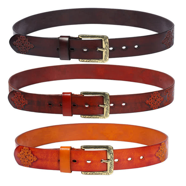 Ceinture en cuir à motif exotique médiéval en relief
