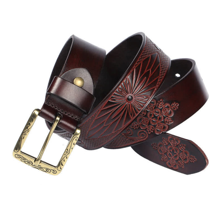 Ceinture en cuir à motif exotique médiéval en relief