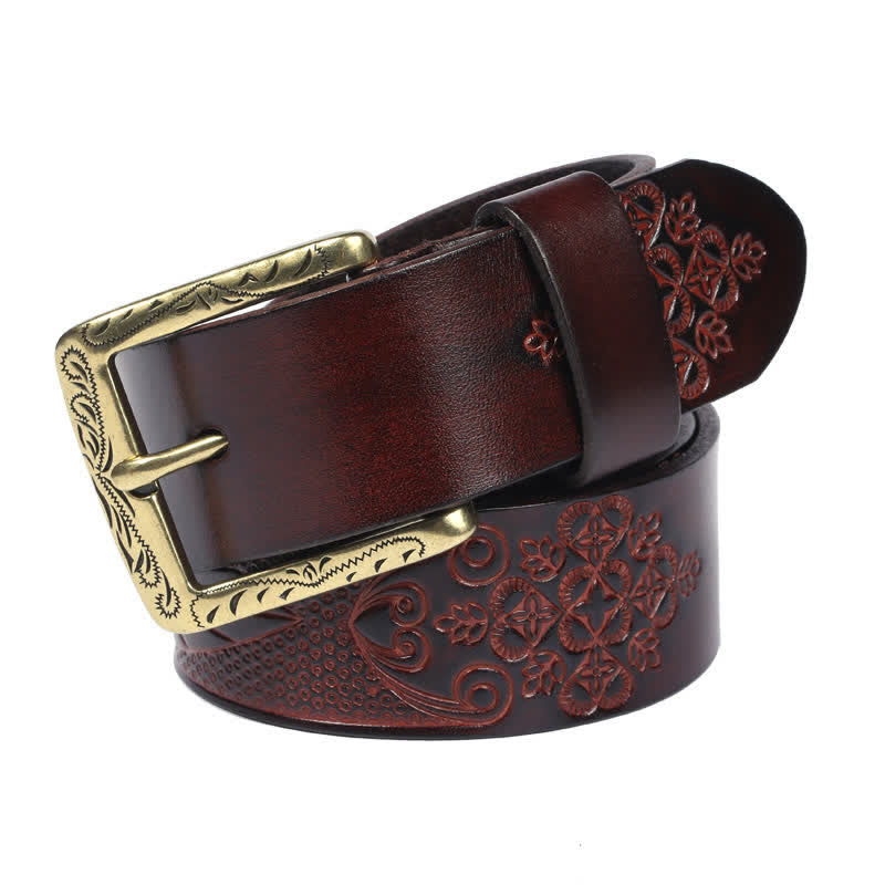 Ceinture en cuir à motif exotique médiéval en relief