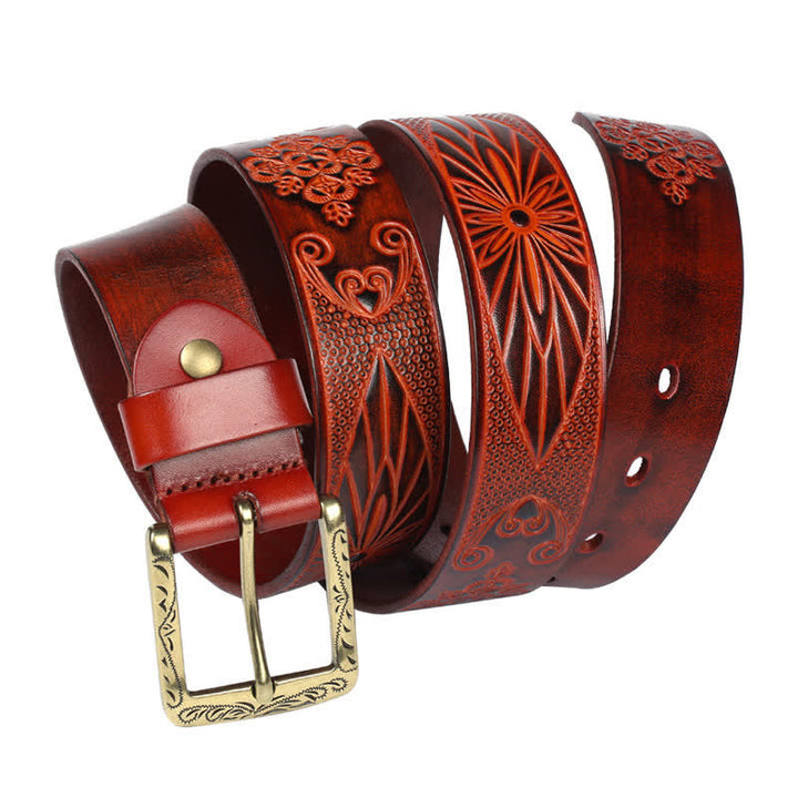 Ceinture en cuir à motif exotique médiéval en relief