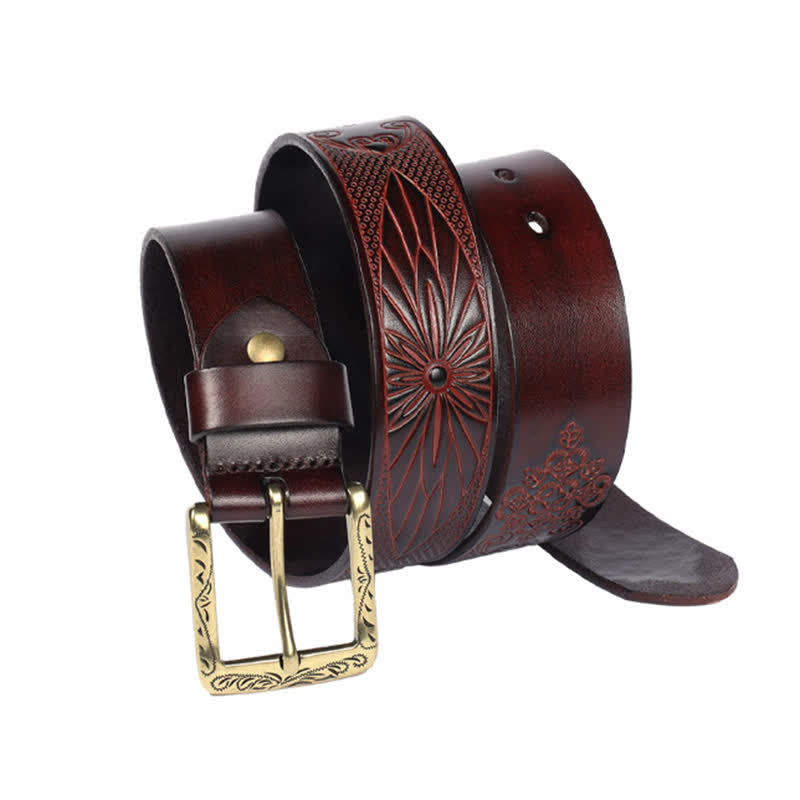 Ceinture en cuir à motif exotique médiéval en relief