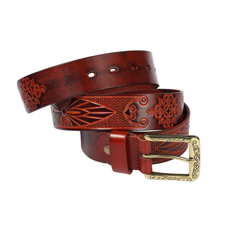 Ceinture en cuir à motif exotique médiéval en relief