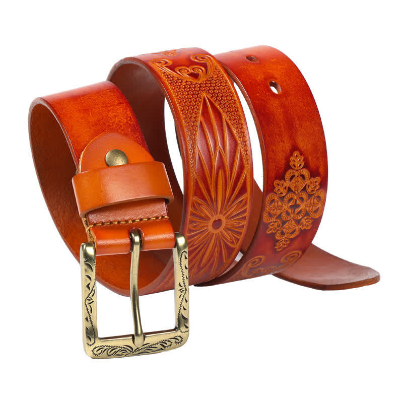 Ceinture en cuir à motif exotique médiéval en relief