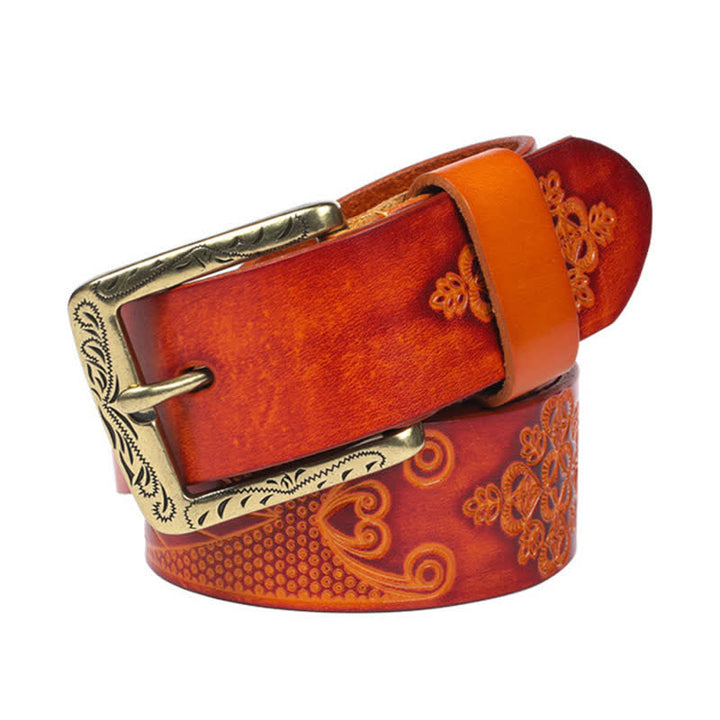 Ceinture en cuir à motif exotique médiéval en relief