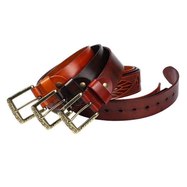 Ceinture en cuir à motif exotique médiéval en relief