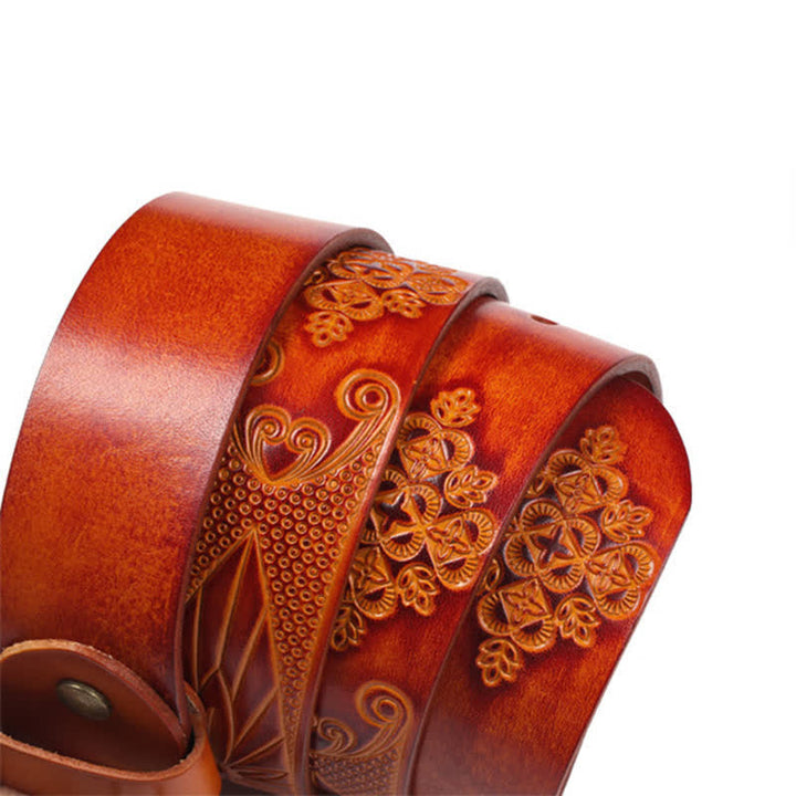 Ceinture en cuir à motif exotique médiéval en relief