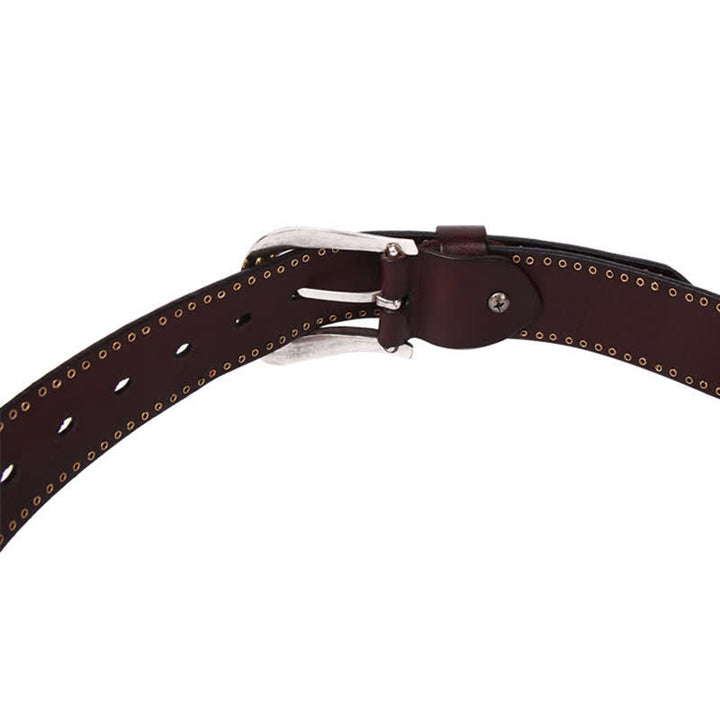 Ceinture en cuir à rivets en forme d'étoile à cinq branches de style Weathern