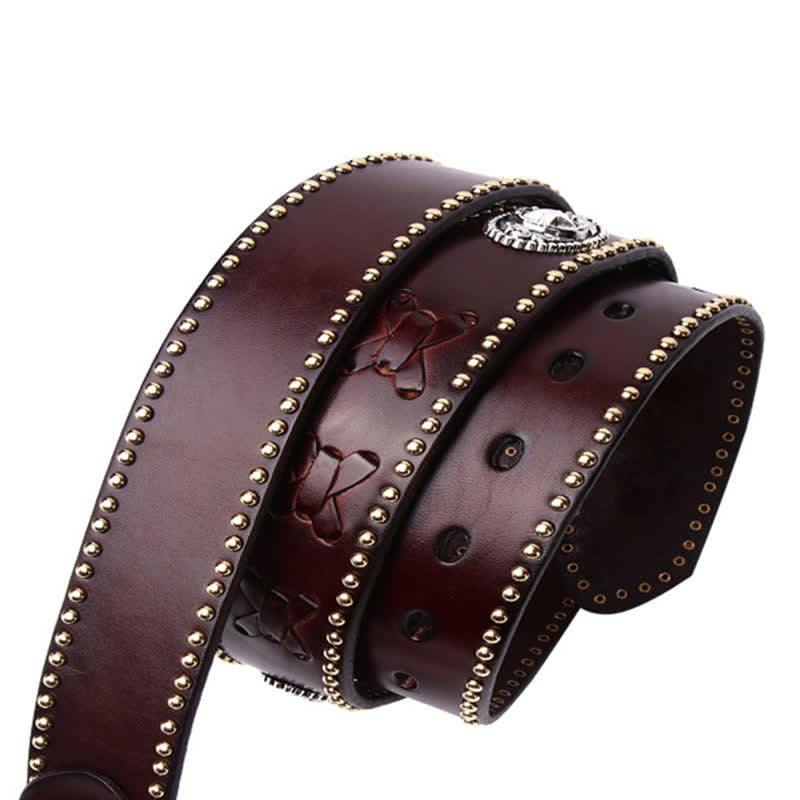 Ceinture en cuir à rivets en forme d'étoile à cinq branches de style Weathern