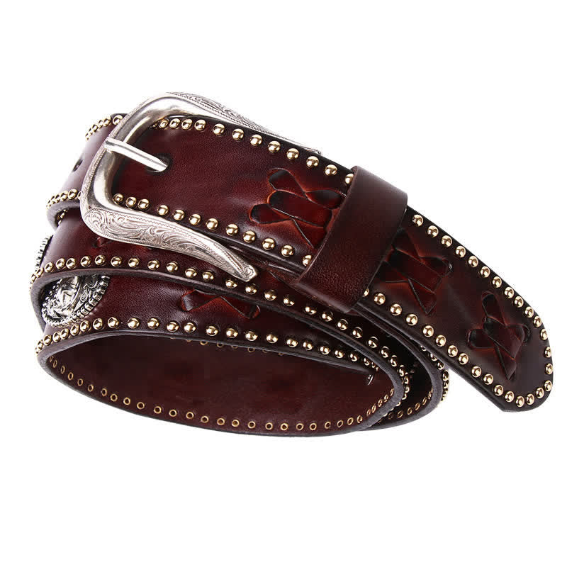 Ceinture en cuir à rivets en forme d'étoile à cinq branches de style Weathern