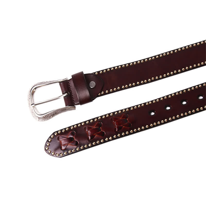 Ceinture en cuir à rivets en forme d'étoile à cinq branches de style Weathern