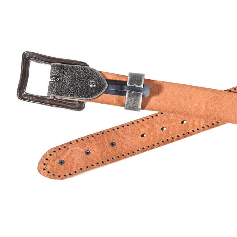 Ceinture en cuir à rivets avec motif peau de serpent