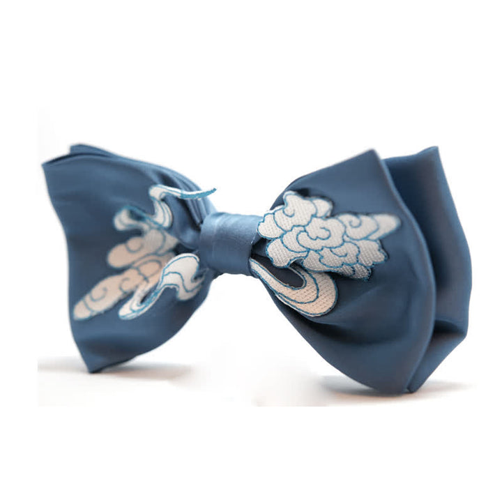 Nœud papillon double épaisseur bleu et blanc pour homme