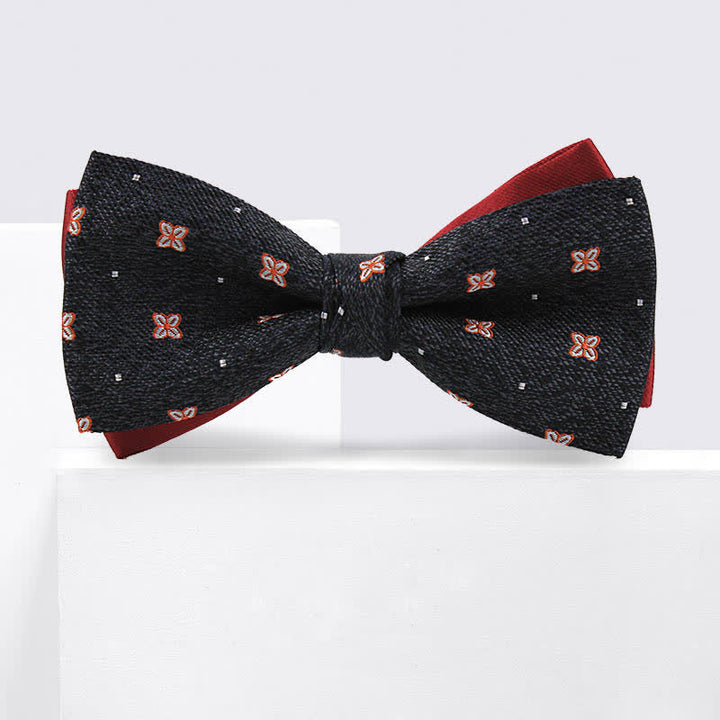 Nœud papillon en soie gris foncé et bordeaux Lucky Stars pour homme