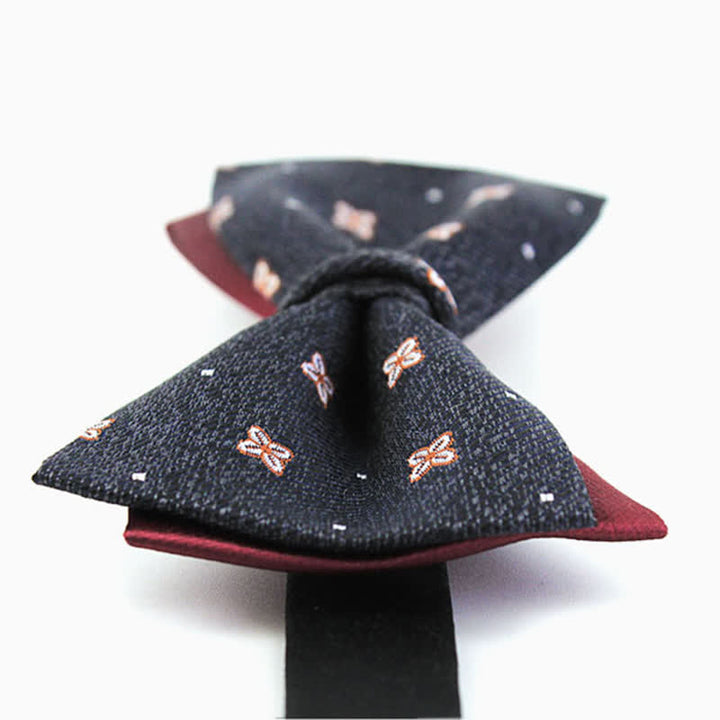 Nœud papillon en soie gris foncé et bordeaux Lucky Stars pour homme
