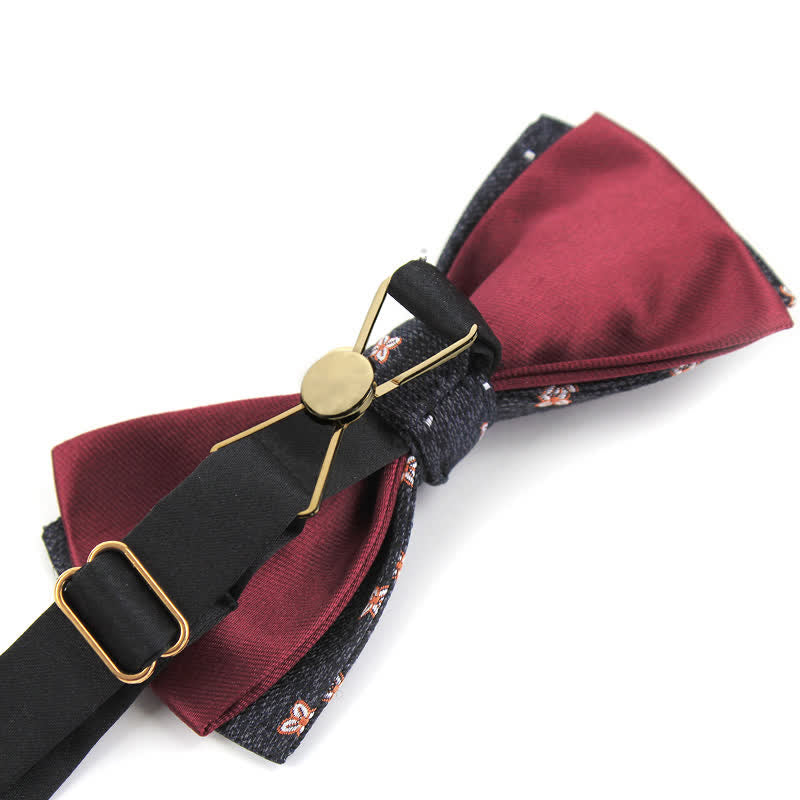 Nœud papillon en soie gris foncé et bordeaux Lucky Stars pour homme